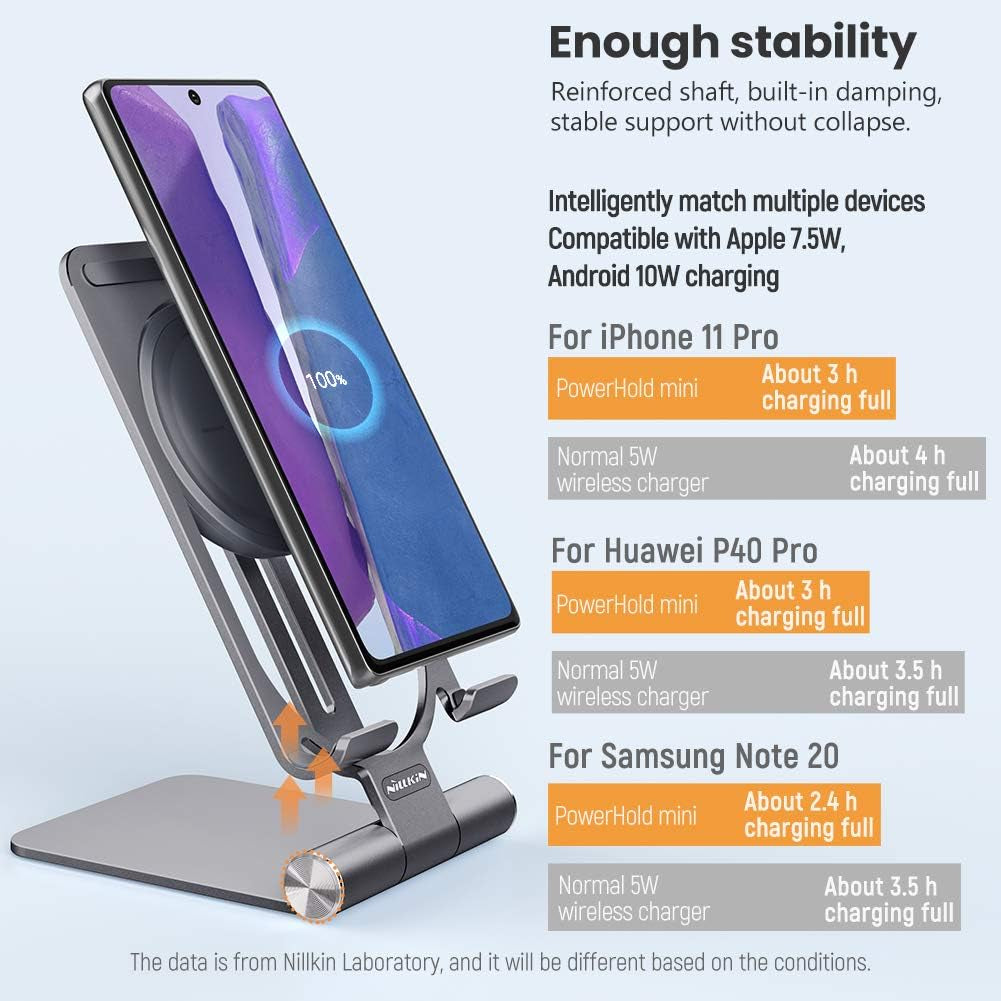 For Samsung S21 Ultra Wireless Charger Stand 15W/7.5W Aluminum 2 in 1 Wireless Charging Station Dock Pad for Iphone 12 Pro Max/11 Pro Mas/Xs Max for Samsung S21 Note 20 Ultra (Grey)