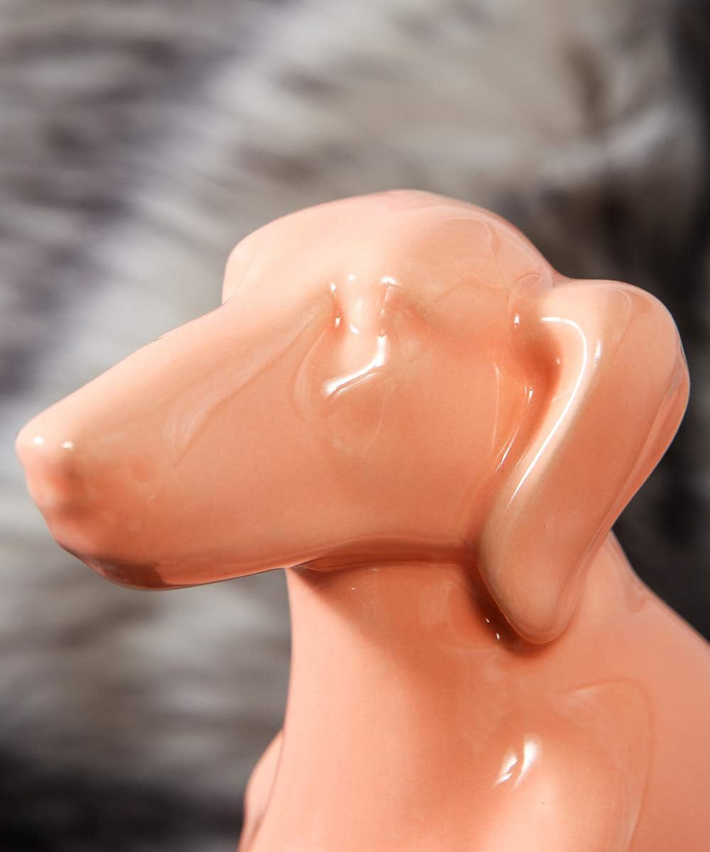 Dachshund Dog Statue - Shiny Orange Standing Ceramic Dog Sculpture - Decorative Garden or Home Decor - (10.82' X 3.62' X 6.61')