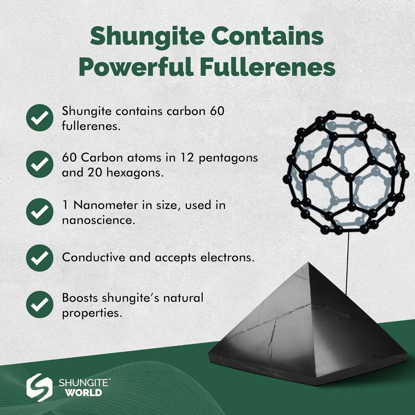 Authentic Shungite Pyramid Polished 50 Mm / 1.96" Chakra Energy Natural Healing Crystal Real Black Pyramid Home Office Protection Desk Decor Meditation Reiki Grounding Stone