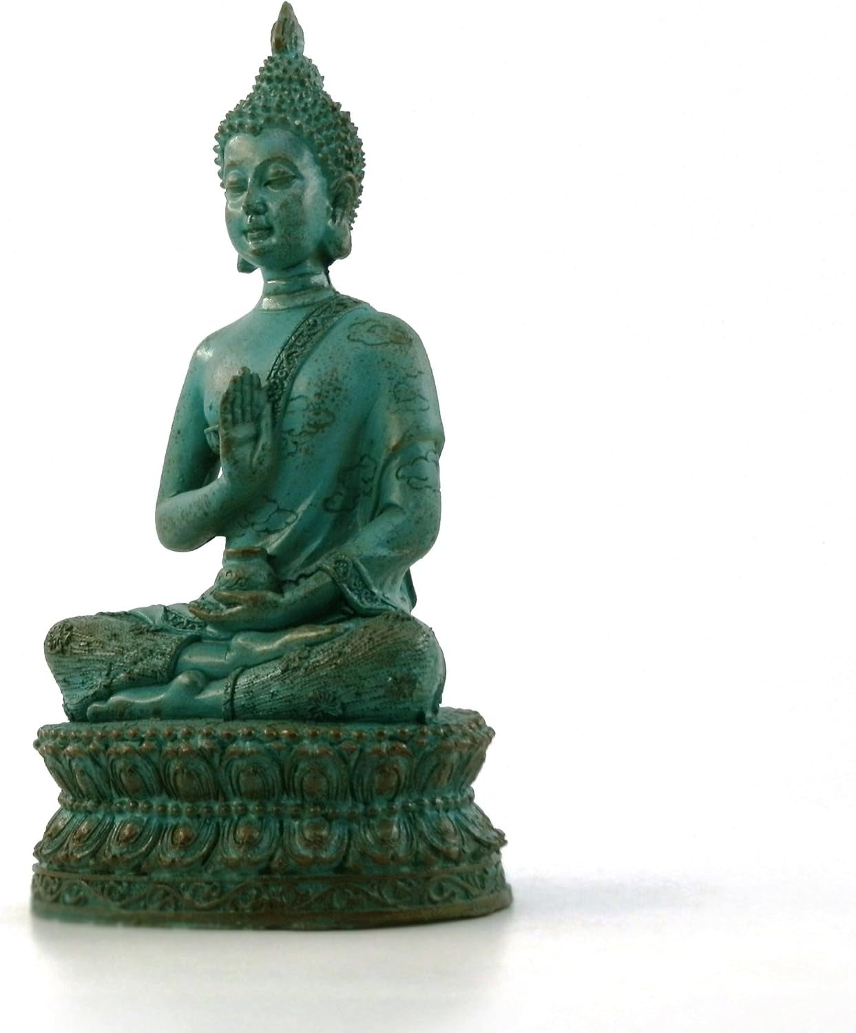 Thai Sitting Buddha Statue for Home Decor Verdigris 6.7"