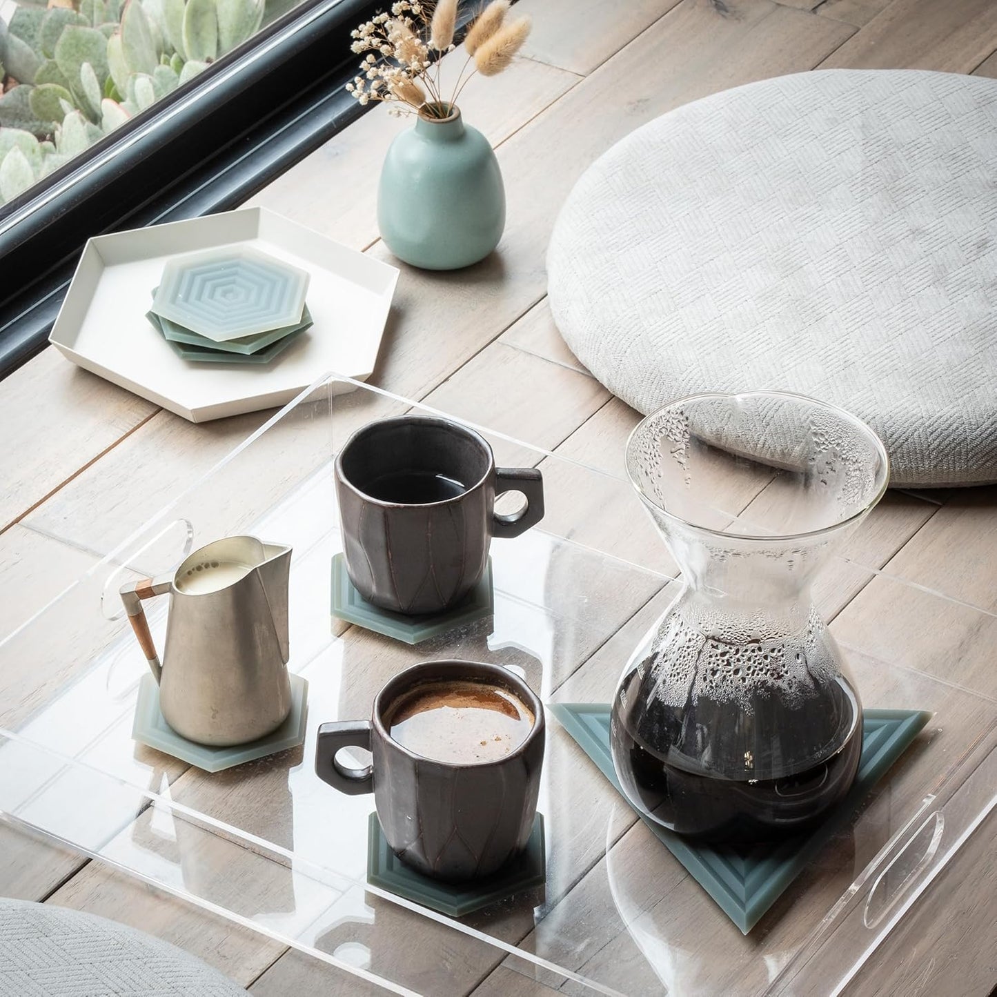 Extra Thick Silicone Coasters (As Seen in Nytimes Wirecutter) Waterproof Anti-Stain Heat-Safe Dishwasher-Safe Degrē Coasters (Set of 6, Clay) Outdoor Rubber Mid-Century Modern