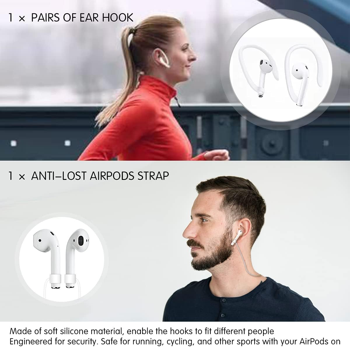 Airpods Case, 12 in 1 Silicone Airpods Accessories Set Protective Cover, Compatible with Apple Airpods Charging Case,Watch Band Airpods Holder/Ear Hooks/Keychain//Carrying Box