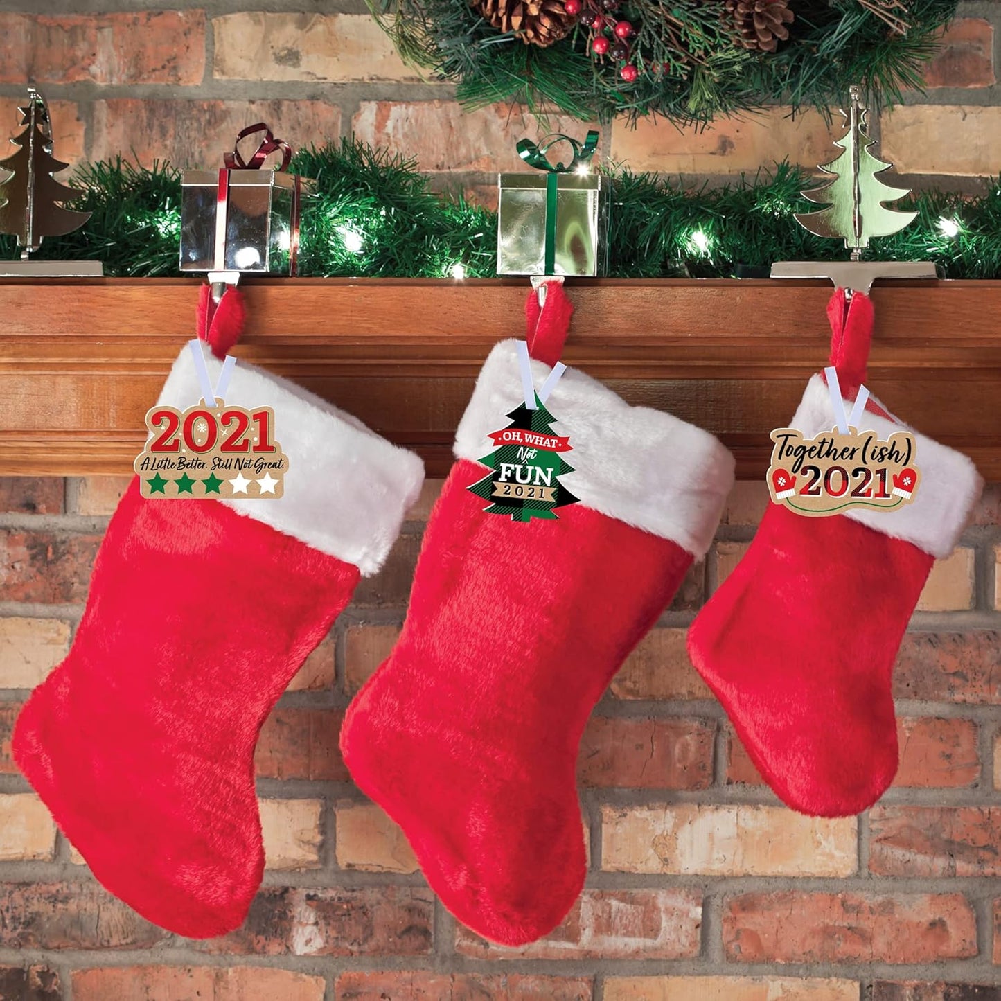 Together (Ish) 2021 - Funny Holiday Decorations - Christmas Tree Ornaments - Set of 12