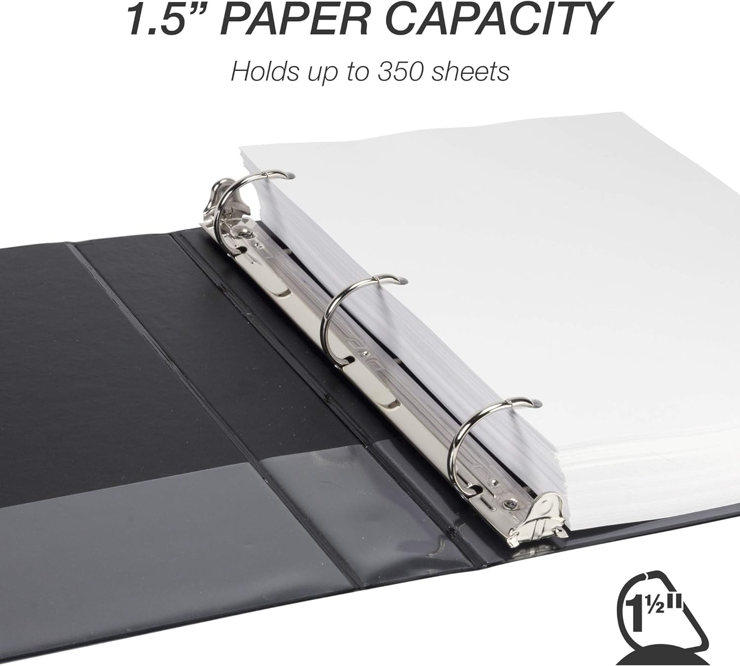 Durable 1.5 Inch 3 Ring Binder, Made in USA, D Ring Binder, FSC 100% Recycled Chipboard, Black, 4 Pack