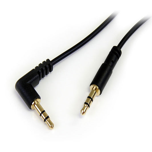 .Com 1 Ft. (0.3 M) Right Angle 3.5 Mm Audio Cable - 3.5Mm Slim Audio Cable - Male/Male - Aux Cable (MU1MMSRA), Black