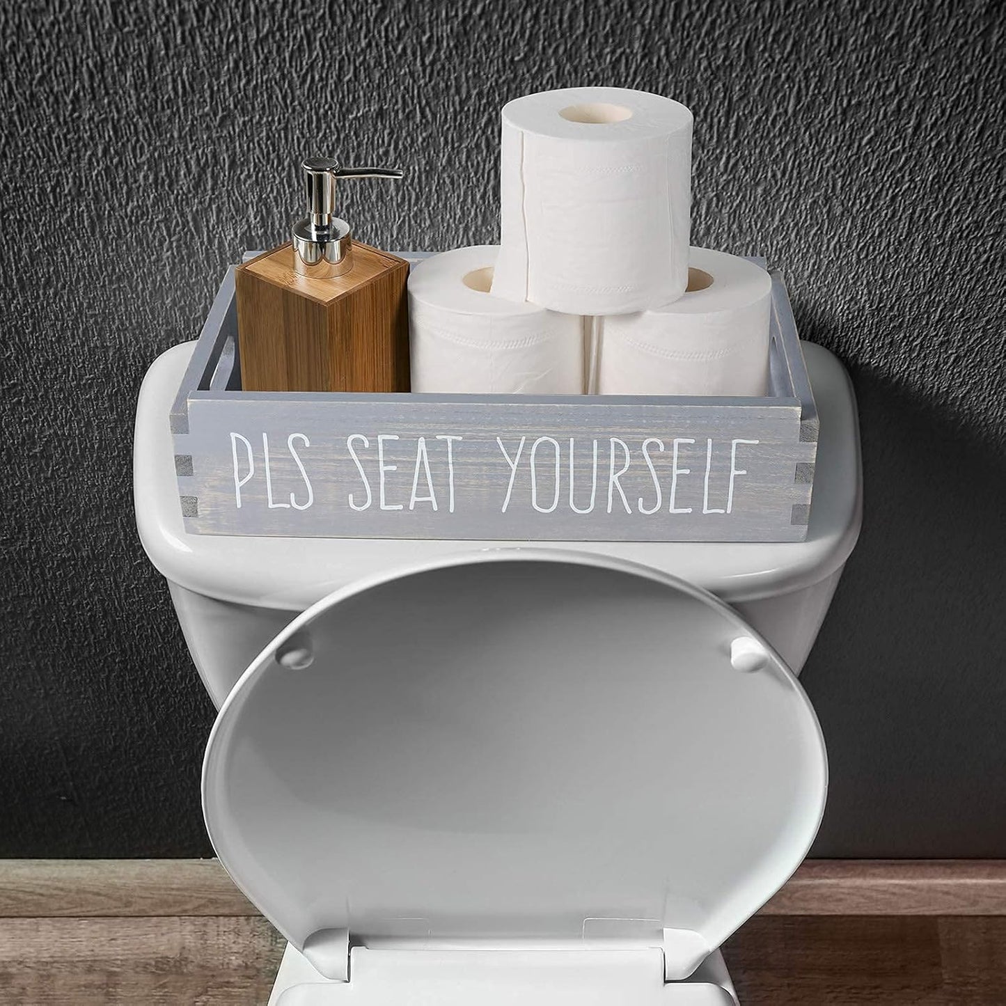 Please Seat Yourself/Just Relax Bathroom Decor Box Farmhouse New Home Housewarming Gift Mason Jars and Artificial Flower Box Powder Room Decor Rustic Home Decor