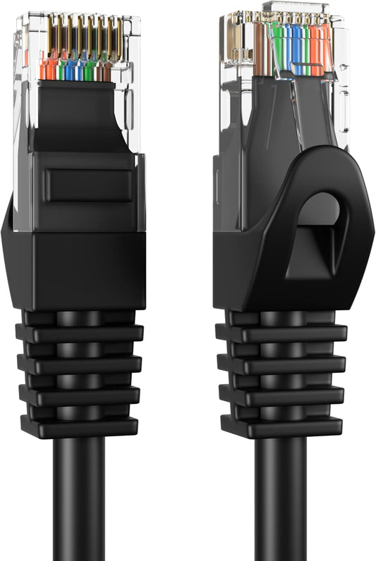 Cat5E 75FT Network Ethernet Patch Cable, 350Mhz Internet Wire, Compatible with PC, Laptop, Modem, Router, Tvs, Printer Cord, Consoles for Home and Office, Black