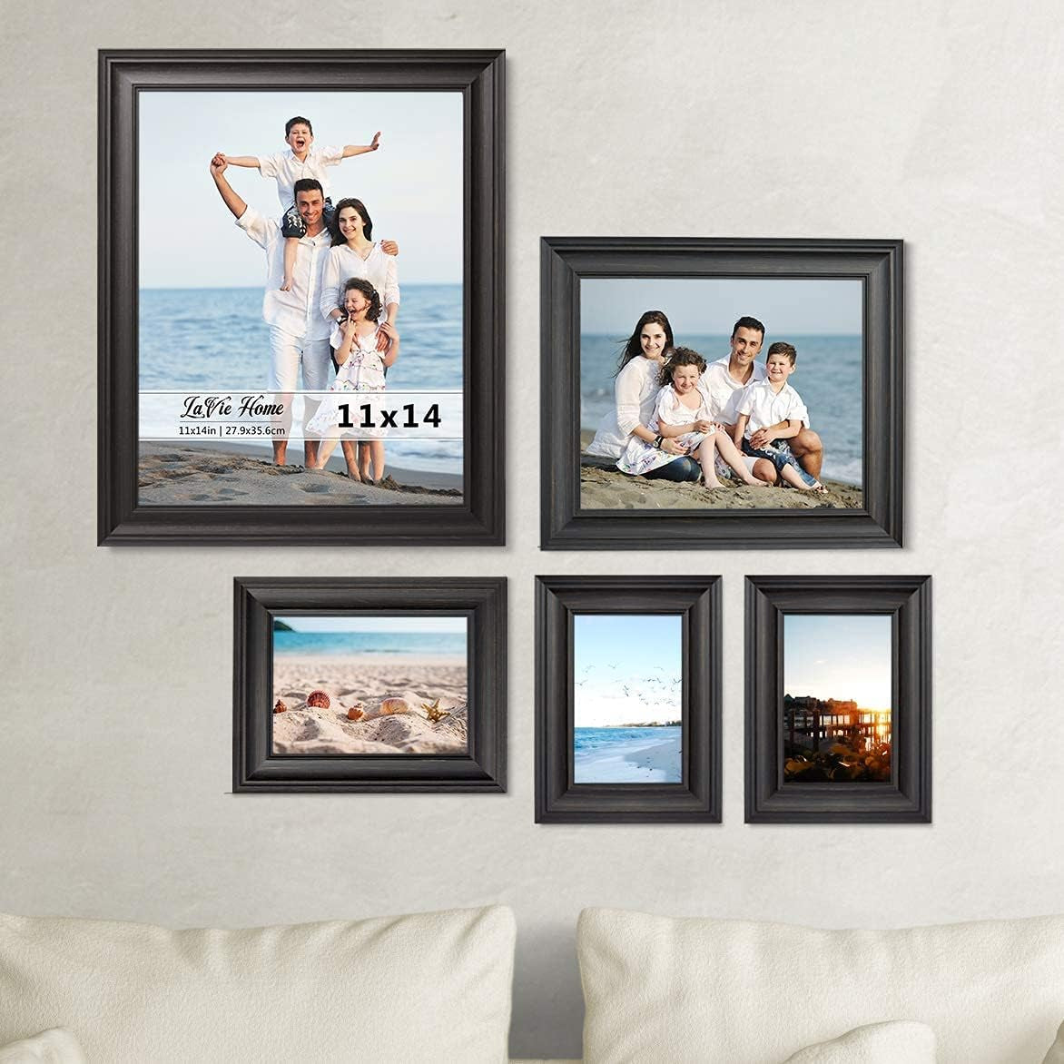 8X10 Picture Frames (3 Pack, Black) Rustic Photo Frame Set with Tempered Glass for Wall Mount & Table Top Display