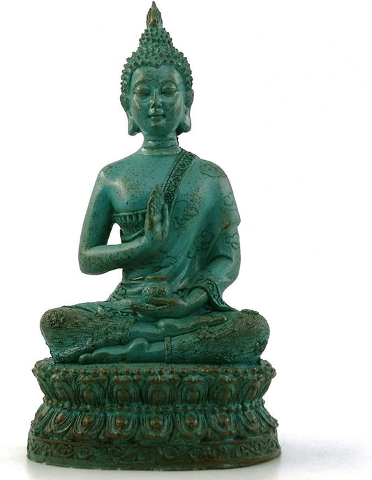 Thai Sitting Buddha Statue for Home Decor Verdigris 6.7"