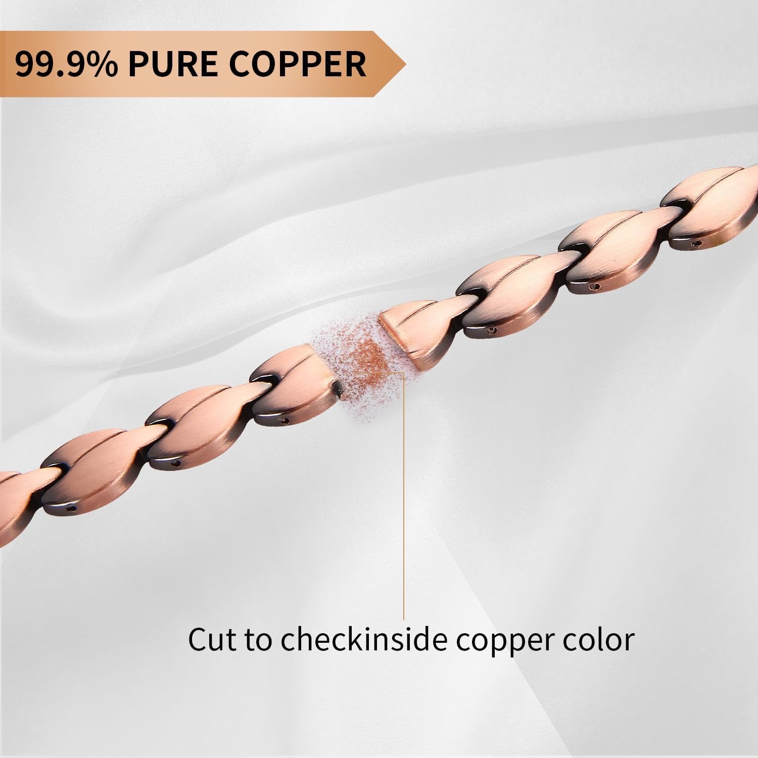 Copper Magnetic Bracelet for Women Links Adjustable Solid Pure Copper Valentine'S Day Gift for Her with Adjustment Tool Jewelry Gifts for Lover, Friends