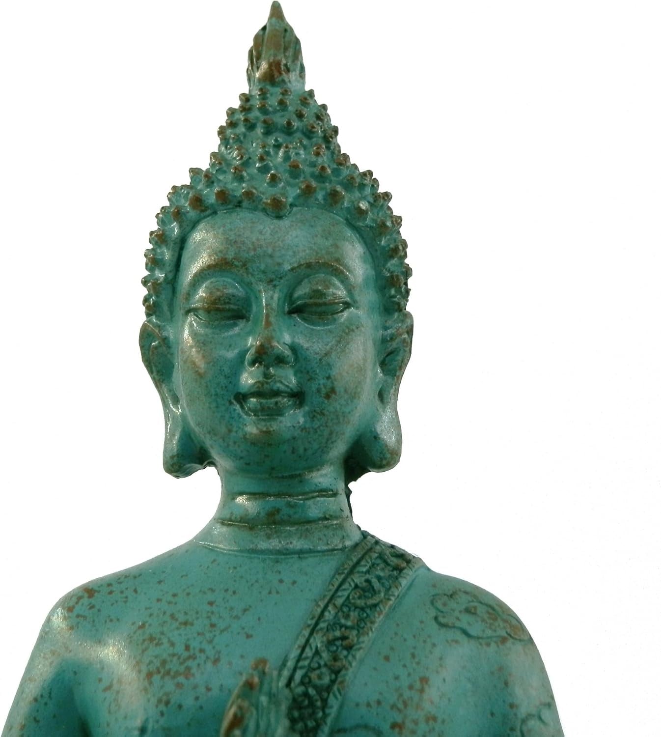 Thai Sitting Buddha Statue for Home Decor Verdigris 6.7"