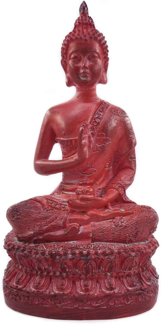 Thai Sitting Buddha Statue for Home Decor Red 6.7 "