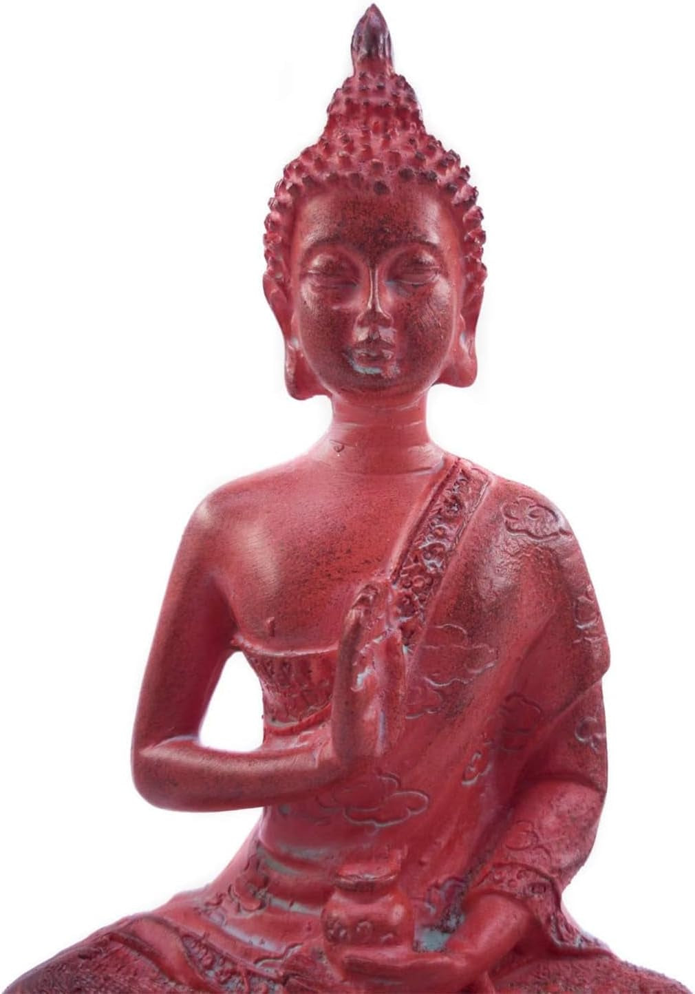 Thai Sitting Buddha Statue for Home Decor Red 6.7 "