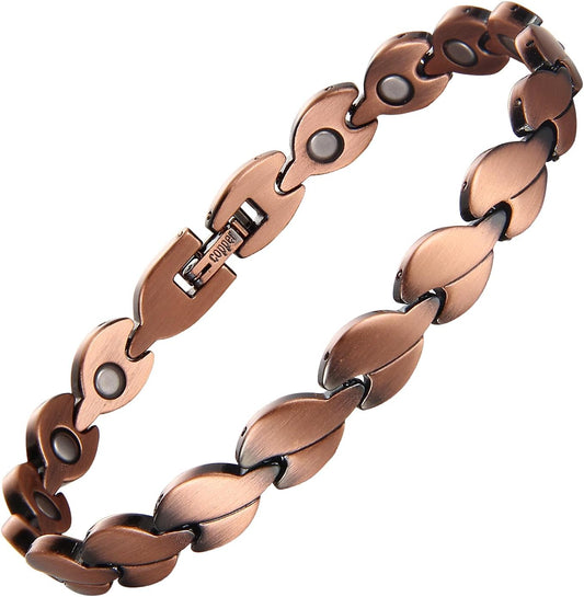 Copper Magnetic Bracelet for Women Links Adjustable Solid Pure Copper Valentine'S Day Gift for Her with Adjustment Tool Jewelry Gifts for Lover, Friends