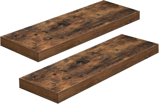 Floating Shelf Set of 2, for Photos, Decorations, in Living Room, Kitchen, Hallway, Entryway, Bathroom, Rustic Brown ULWS026X02