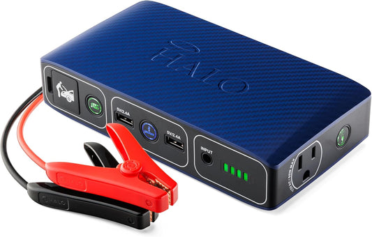Bolt 58830 ACDC Portable Car Battery Jump Starter | 58.8Wh USB Power Bank with AC Outlet, Emergency Floodlight & Charger, Jumps Cars Suvs & Trucks, Powers Phones & Laptops, TSA Approved — Blue