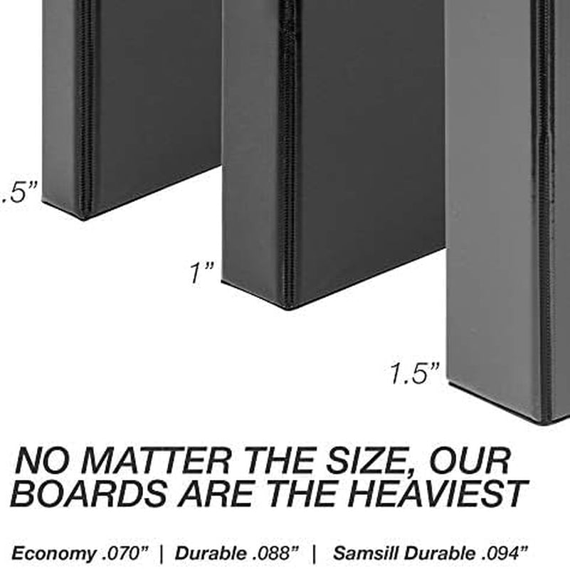 Durable 1.5 Inch 3 Ring Binder, Made in USA, D Ring Binder, FSC 100% Recycled Chipboard, Black, 4 Pack