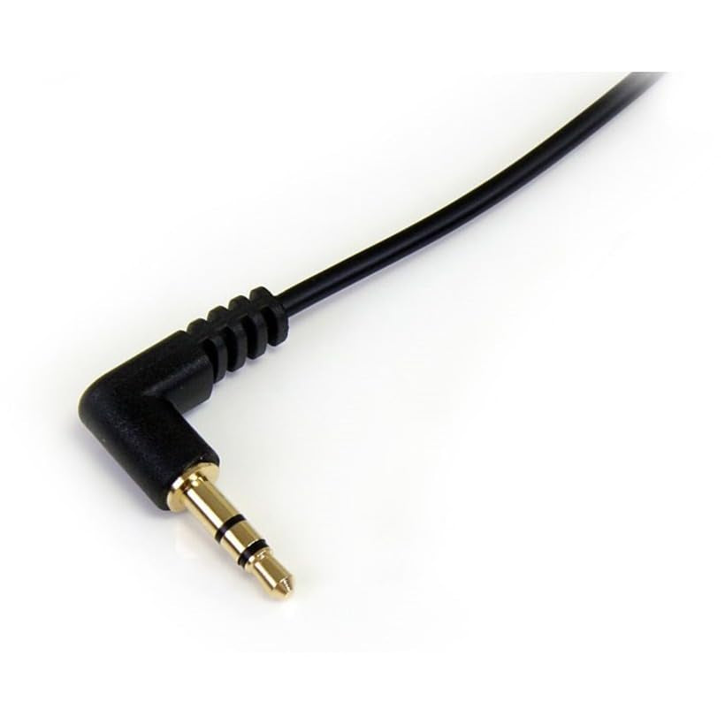 .Com 1 Ft. (0.3 M) Right Angle 3.5 Mm Audio Cable - 3.5Mm Slim Audio Cable - Male/Male - Aux Cable (MU1MMSRA), Black