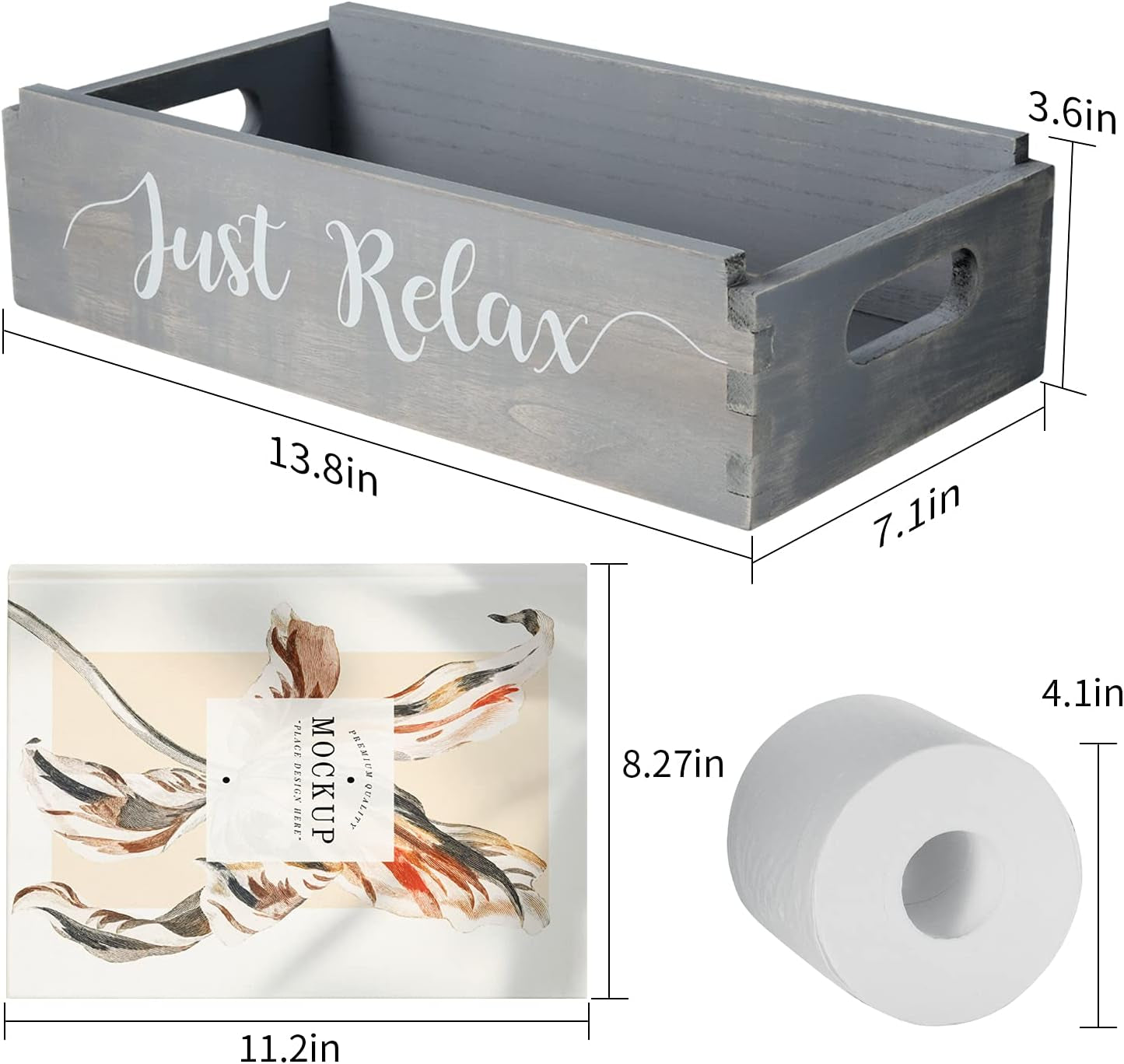 Please Seat Yourself/Just Relax Bathroom Decor Box Farmhouse New Home Housewarming Gift Mason Jars and Artificial Flower Box Powder Room Decor Rustic Home Decor