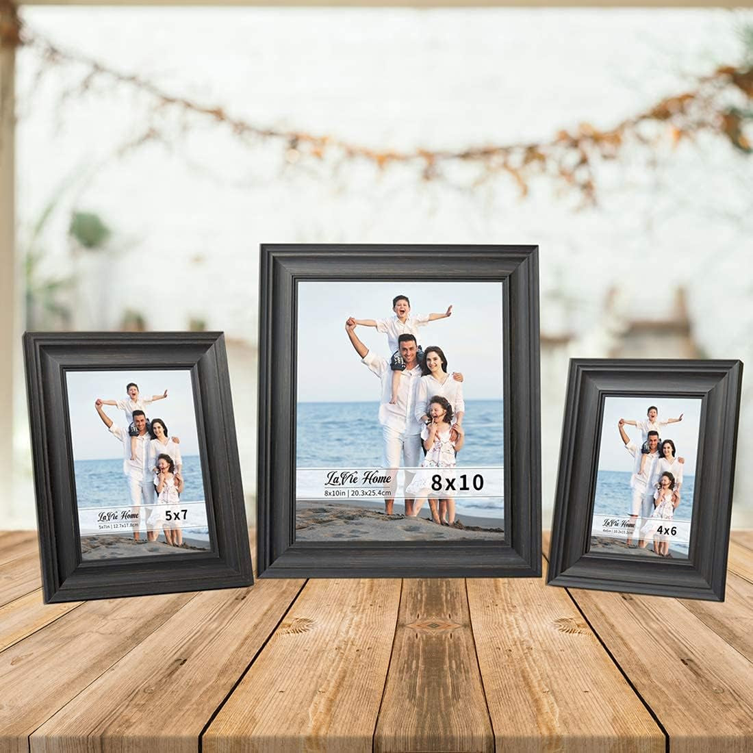 8X10 Picture Frames (3 Pack, Black) Rustic Photo Frame Set with Tempered Glass for Wall Mount & Table Top Display