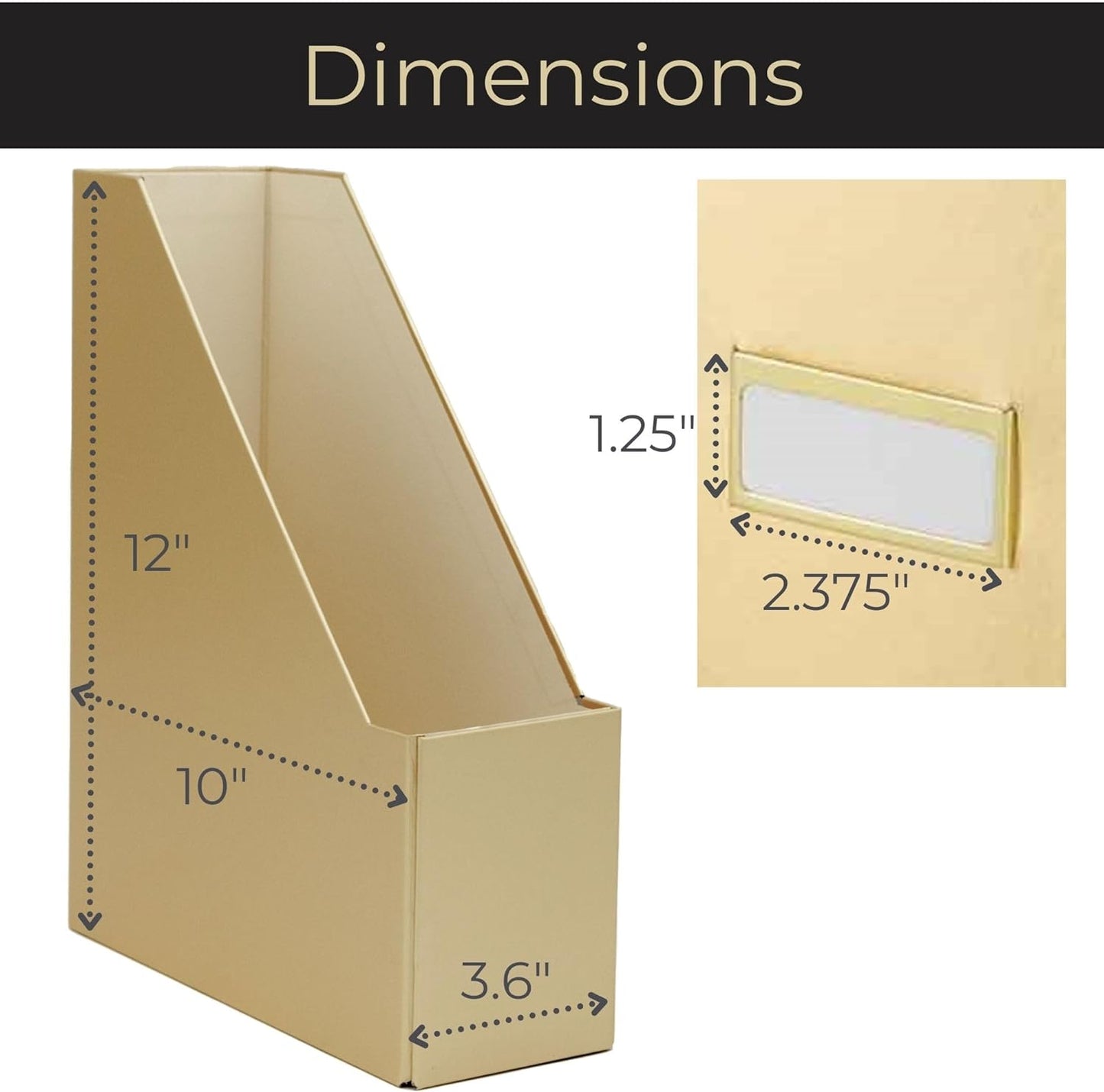 Gold Magazine File Holder Set of 4 – Stylish Desk Organizer for Home & Office - Elegant Supplies, Bookends & Durable File Holders for a Gold Office Decor
