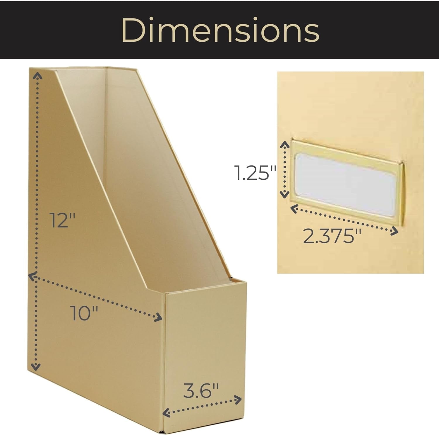 Gold Magazine File Holder Set of 4 – Stylish Desk Organizer for Home & Office - Elegant Supplies, Bookends & Durable File Holders for a Gold Office Decor