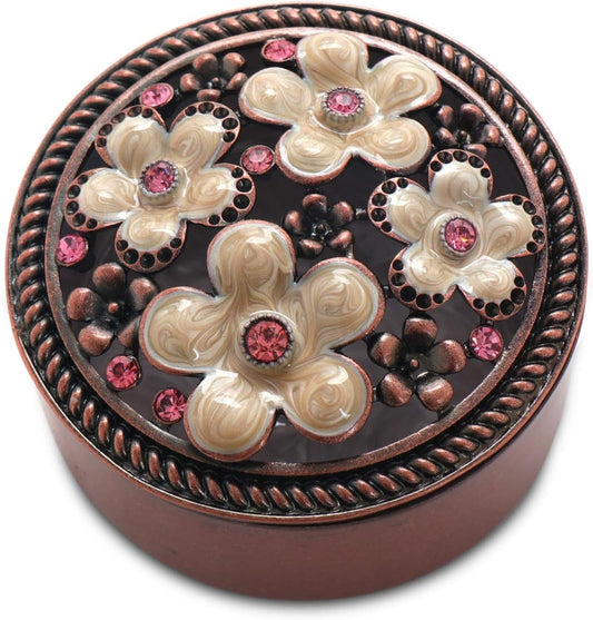 Lasody Vintage Metal Jewelry Box Trinket Jewelry Storage Box for Rings Earrings Necklace Treasure Chest Organizer Antique Jewelry Keepsake Gift Box Case for Girl Women, Mother'S Day Gifts(Four Flowers)