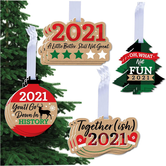 Together (Ish) 2021 - Funny Holiday Decorations - Christmas Tree Ornaments - Set of 12