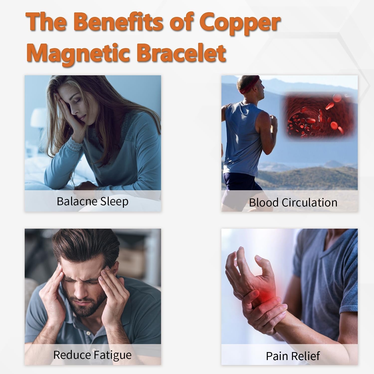 Copper Magnetic Bracelet for Women Links Adjustable Solid Pure Copper Valentine'S Day Gift for Her with Adjustment Tool Jewelry Gifts for Lover, Friends