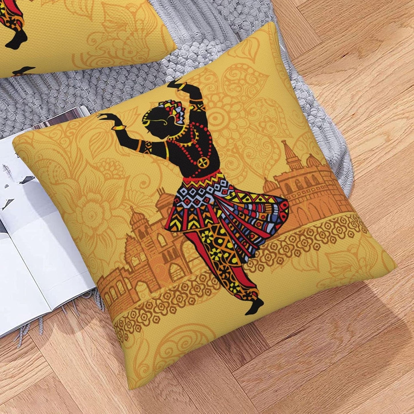 Pmzrao African American Women Throw Pillow Covers 18X18 Inchestribe Lady Decorative Deco Square Pillow Cases for Outdoor Patio Living Room Sofa Bed Couch Home Decor Set of 4 Linen