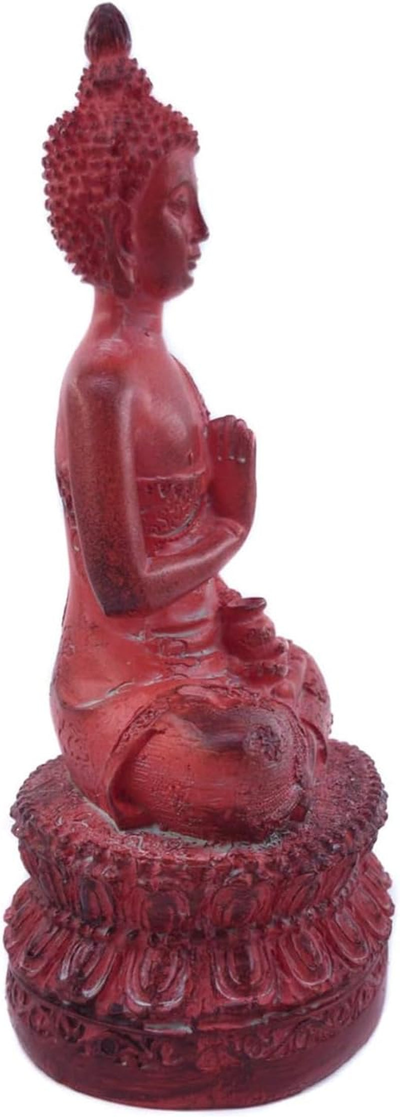 Thai Sitting Buddha Statue for Home Decor Red 6.7 "