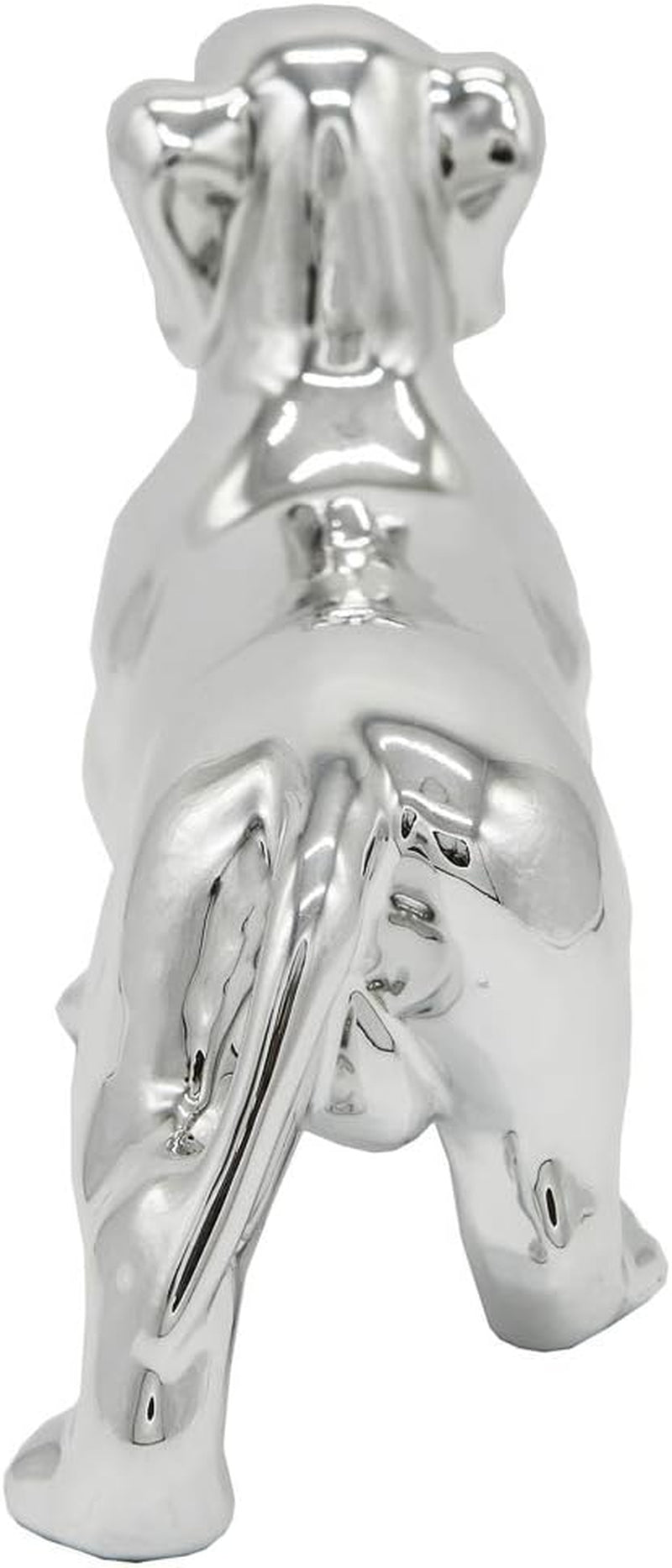 Dachshund Dog Statue - Metallic Silver Standing Ceramic Dachshund Dog Sculpture - Decorative Garden or Home Decor - (10.82' X 3.62' X 6.61')