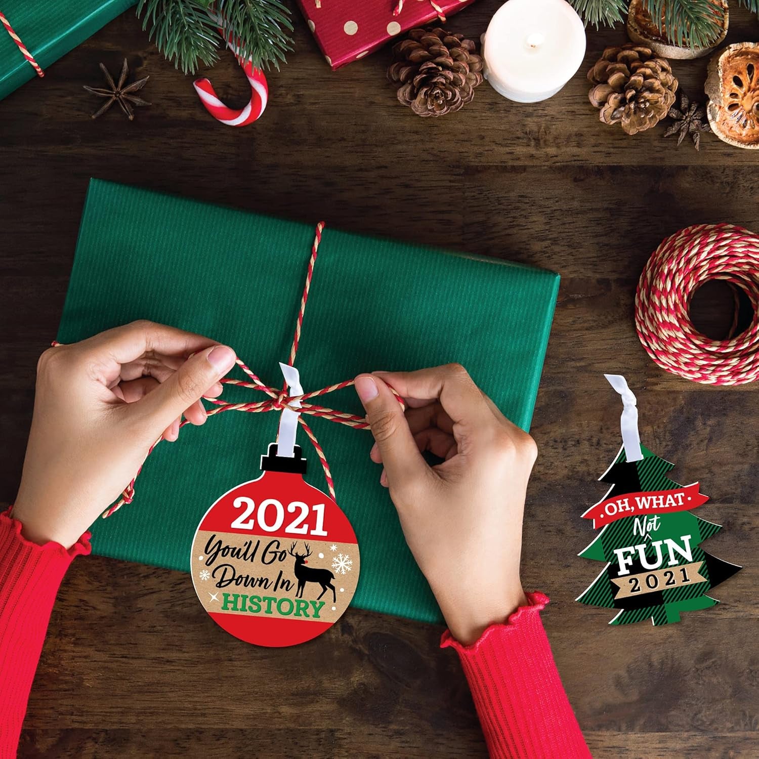 Together (Ish) 2021 - Funny Holiday Decorations - Christmas Tree Ornaments - Set of 12